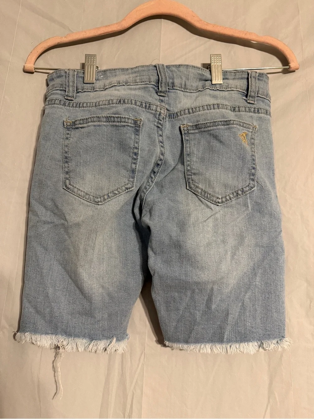 V.I.P. Jeans Size 5 Distressed Ripped Denim Bermuda Shorts Y2K Raw Hem
